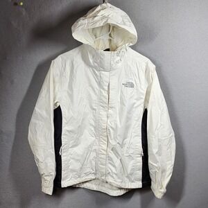 The North Face Jacket Womens Medium White HyVent Hooded Rain Shell Coat Outdoor